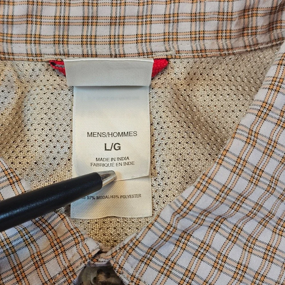 The North Face Mens Large Beige Brown Plaid Short Sleeve Button Up Outdoor AXU7